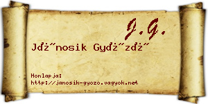 Jánosik Győző névjegykártya